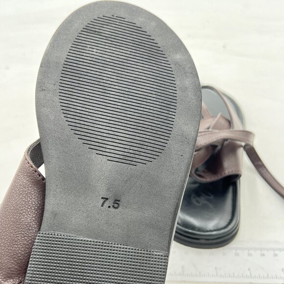 FOWT Dark Brown Split Round Toe Sandals Lace up Soft Flip Flop Comfortable Flats - Picture 6 of 8